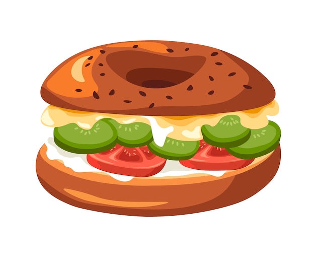 Snack with cheese and veggies sandwich vector