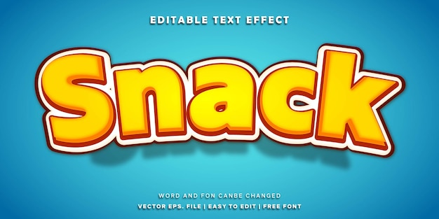 Snack Word 3D Text Effect Style Premium Vector