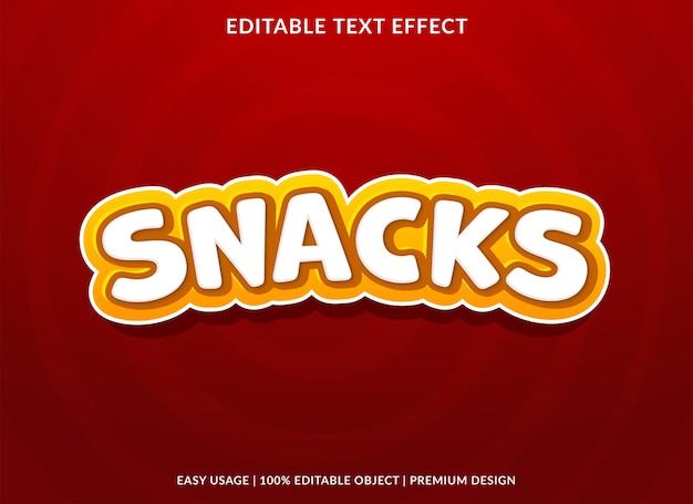 snacks editable text effect template with abstract background style