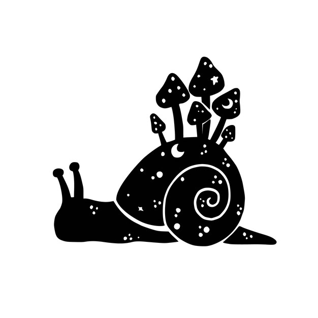 Snail black on a white background logo for design vector illustration celestial