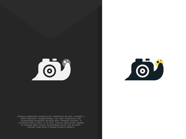 Snail and camera logo design silhouette style