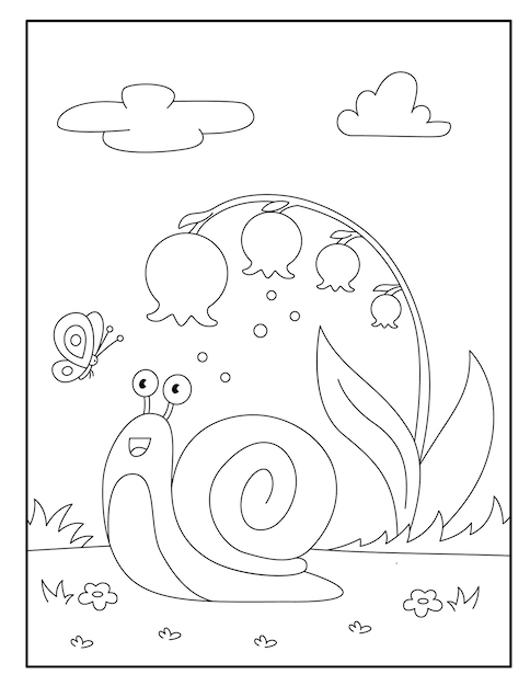 Snail coloring page for kids