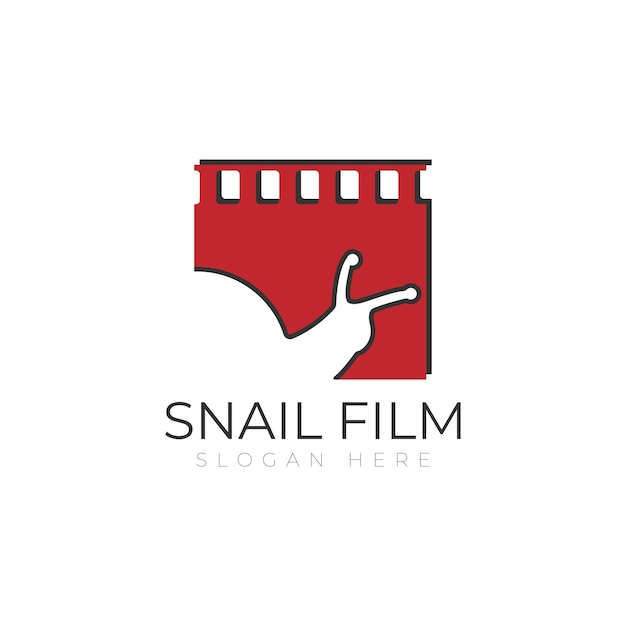 Snail combination with Movie in background white,vector logo design template