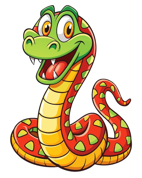 Snake 3D Cartoon Vector in White Background