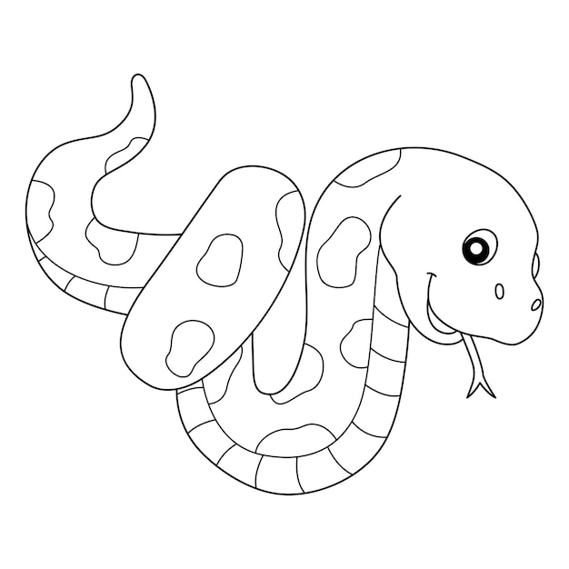 Snake Animal Coloring Page Isolated for Kids