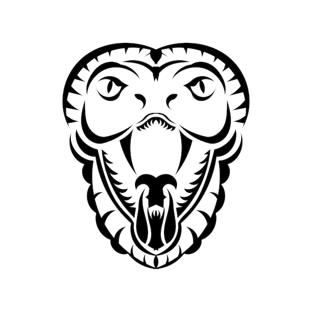 Snake cobra face icon black illustration. The emblem with king cobra for a sport team. Print design for t-shirt.