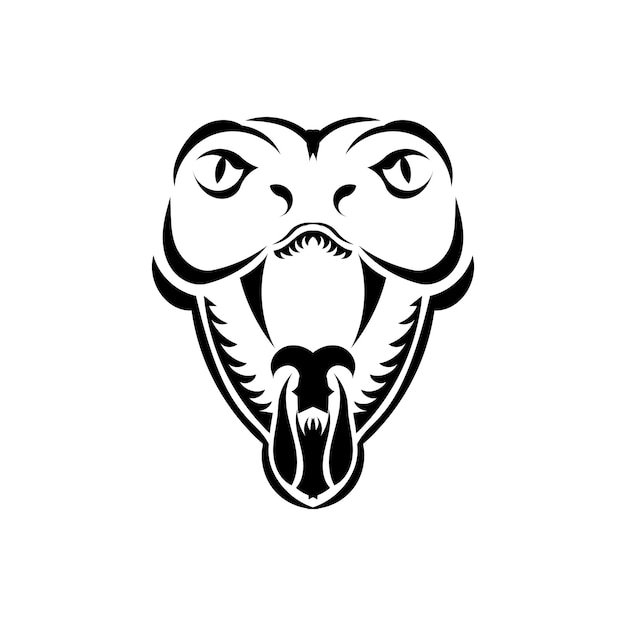 Snake cobra face icon black illustration. The emblem with king cobra for a sport team. Print design for t-shirt.