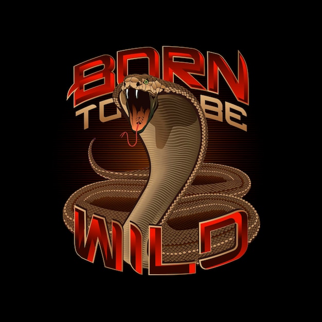 snake cobra vector hand drawn illustration of snake born to be wild series