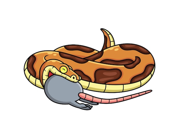 Snake eat mouse cartoon