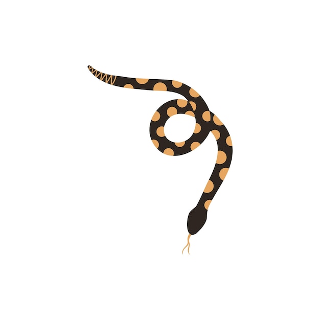 Snake in flat hand drawn style wild west desert vector illustration isolated on white background