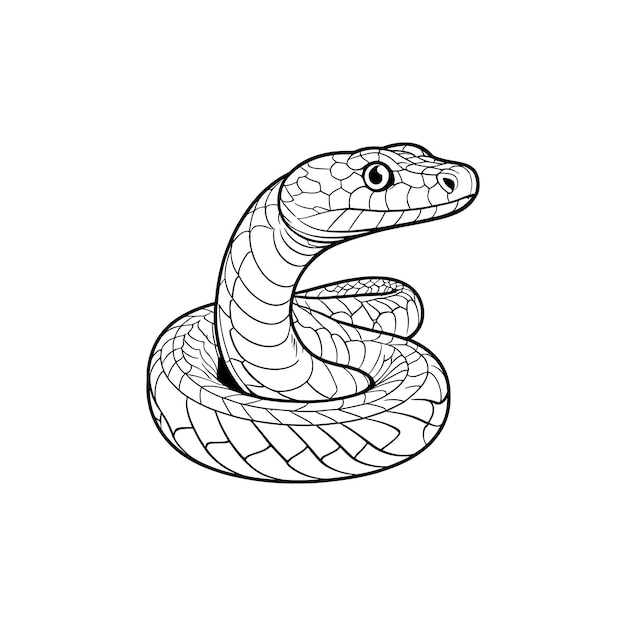 Vector snake hand drawing coloring page and outline vector design