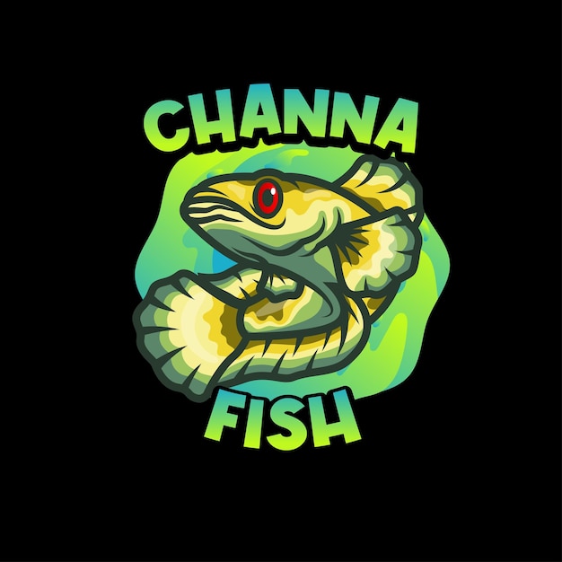 SNAKE HEAD CHANNA FISH MASCOT LOGO CARTOON VECTOR