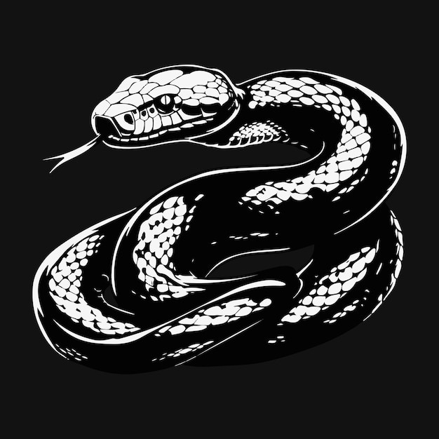 Snake illustrationAnimal illustration black and white mascot