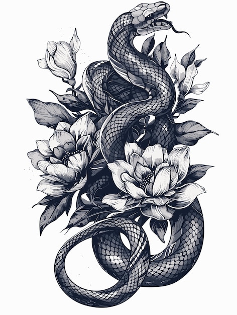 Vector a snake is wrapped around a flower with a flower on the snake39s head