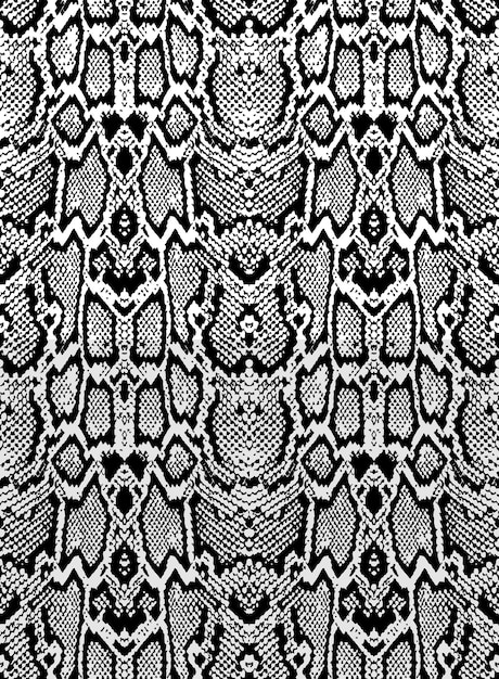 Snake python skin texture. Seamless pattern black on white background.