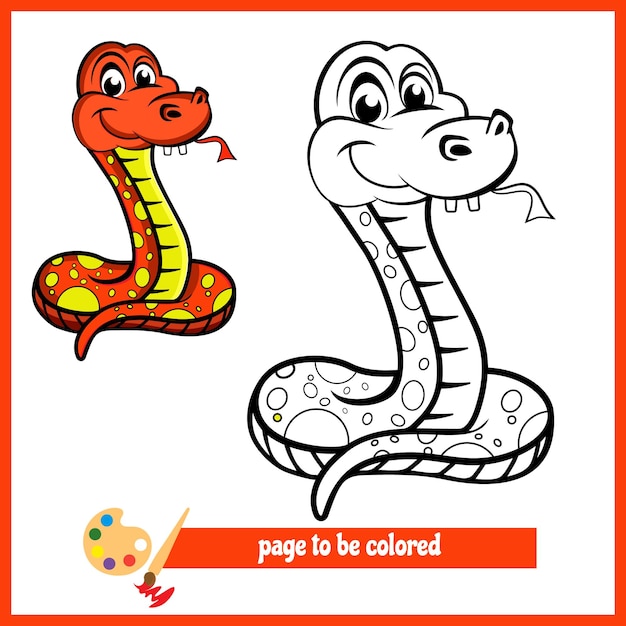 Snake red cartoon coloring pictures