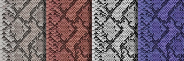 Snake Skin Seamless Patterns set Repeat animal backgrounds