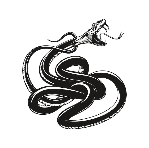 Snake tattoo angry rattlesnake or cobra viper