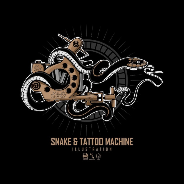 SNAKE & TATTOO MACHINE ILLUSTRATION