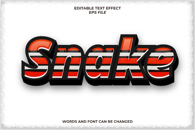 snake text effect, font editable, typography, 3d text. vector template