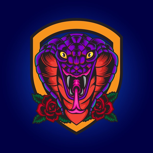 Snake with Roses Illustration