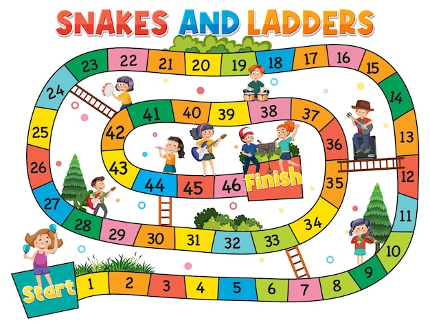 Snakes and ladders board game template