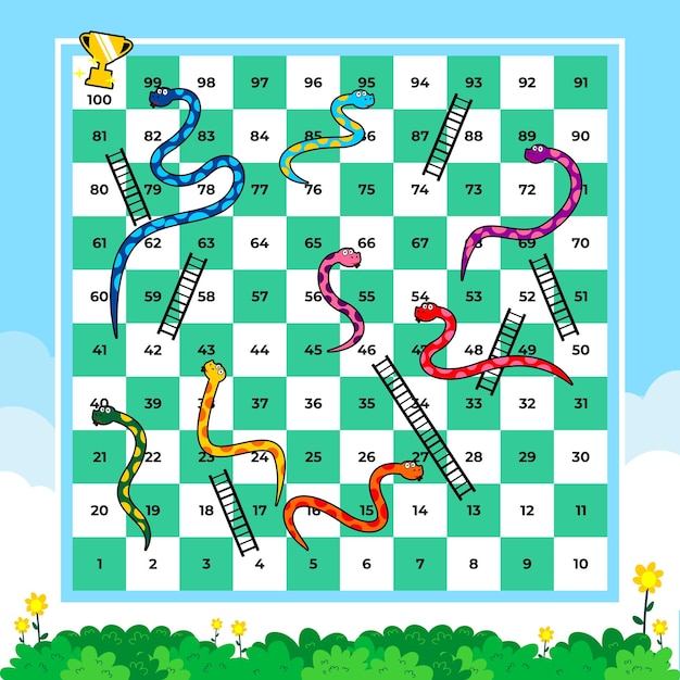 snakes and ladders game board vector images