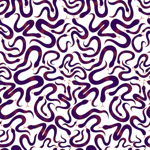 Snakes seamless textile, vector background with a lot of serpents endless texture, stylish fabric or wallpaper design, dangerous poisoned wild animals.