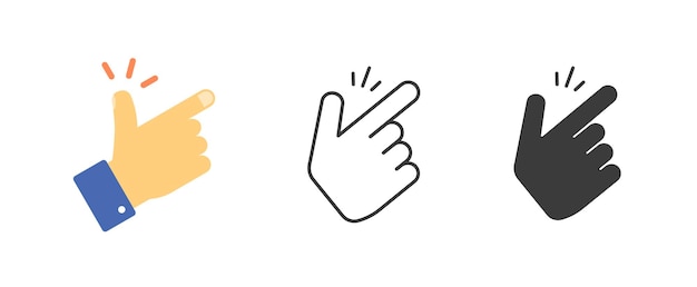 Snap finger click hand easy sound icon simple graphic pictogram symbol flat flicking thumbs line