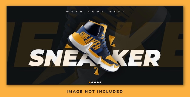 Vector sneaker web banner with black background