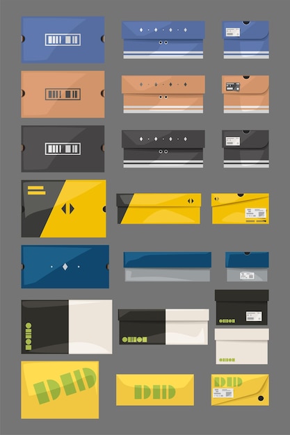 Sneakers boxes in set isolated on gray