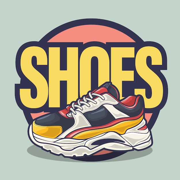 Sneakers shoes vector art with flat illustration style