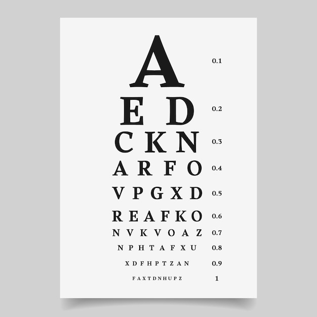 Snellen chart visual acuity test Ophthalmology healthcare and medicine Illustration banner