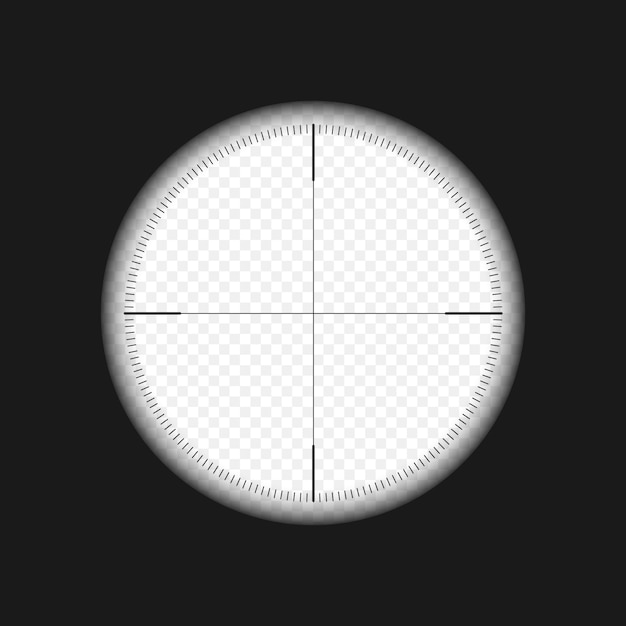 Sniper rifle scope. Weapon aim. Template of optical glass.