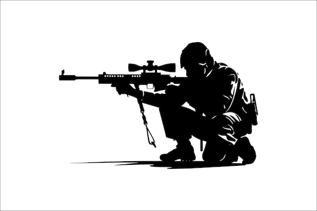 Sniper soldier silhouette military target sniper soldier silhouette vector design sniper vector