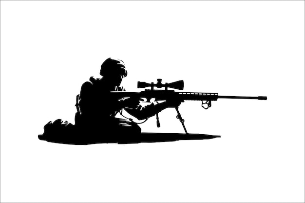 Sniper soldier silhouette military target sniper soldier silhouette vector design sniper vector