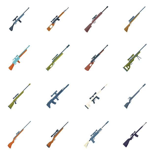 Sniper weapon icon flat vector Army gun