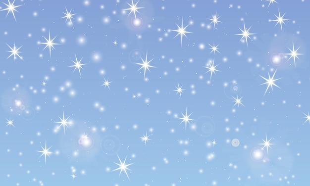 Snow background Winter snowfall White snowflakes on blue sky Christmas background Falling snow