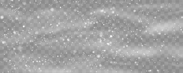 Snow background with many snowflakes. Winter backdrop. Vector background.