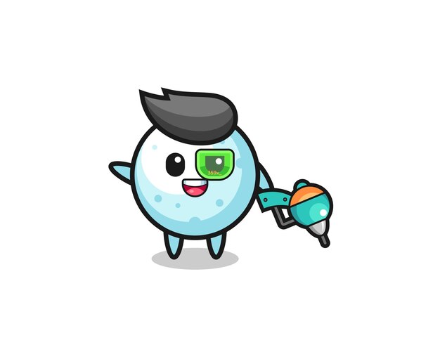 Snow ball cartoon as future warrior mascot  cute design