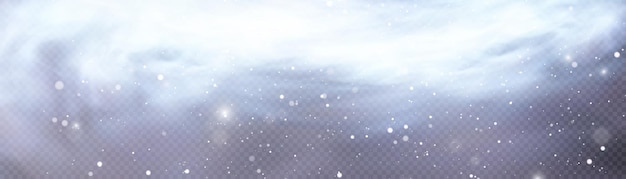 Snow blizzard, christmas winter background. Snowflakes flying isolated on transparent background.