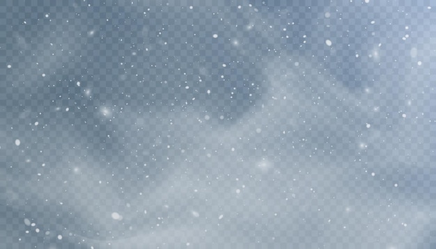 Snow blizzard texture, christmas winter background. snowflakes flying in the sky png effect