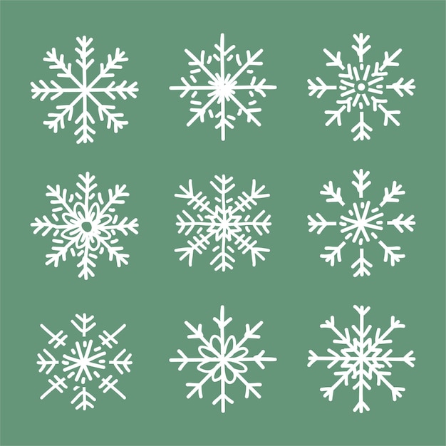 Snow flake Icon set Christmas pattern hand drawn card background template