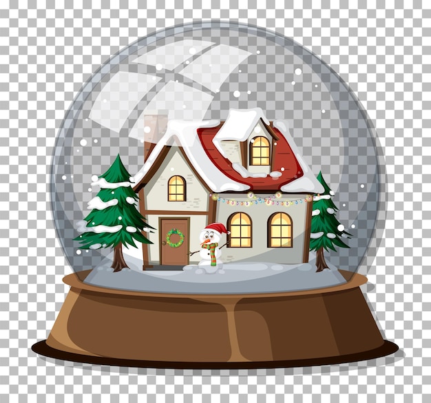 Snow globe on grid background