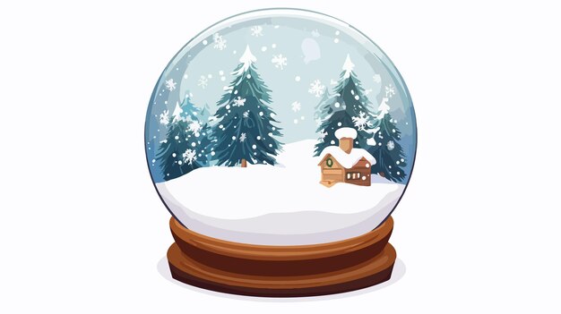 Snow Globe Porcelain Pottery Sphere Flat Vector Illustration