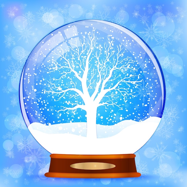 Snow globe with tree vector