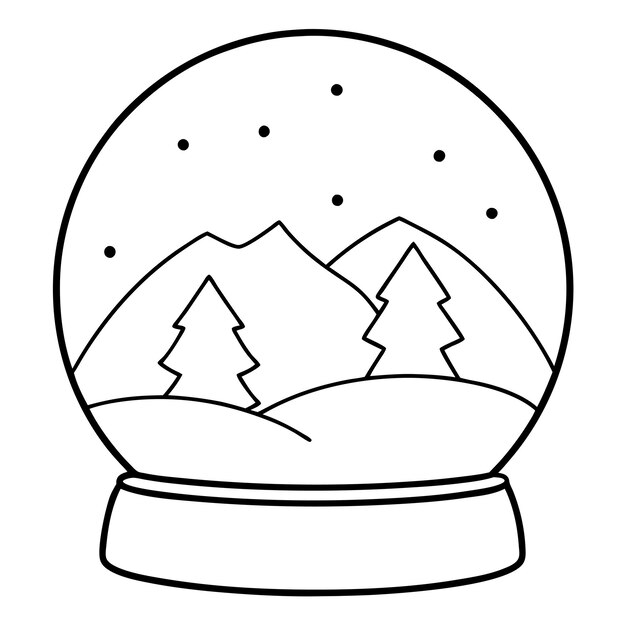 Vector snow globes vector line art illustrations