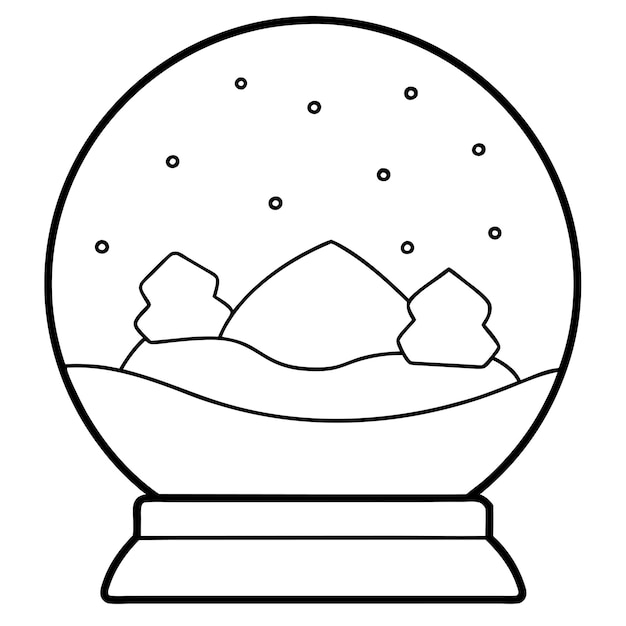 Snow Globes Vector Line Art Illustrations