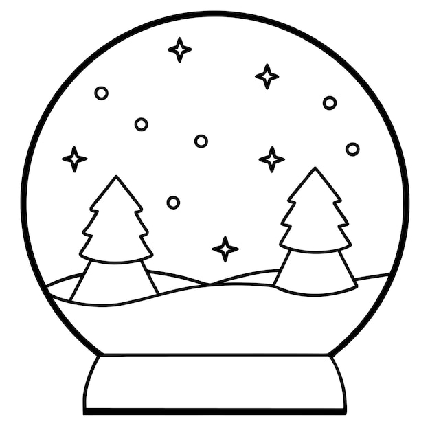 Vector snow globes vector line art illustrations