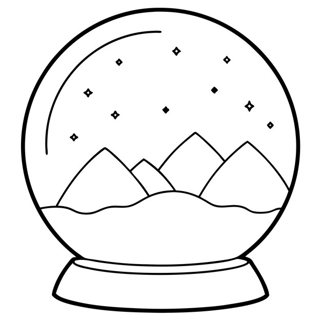 Snow Globes Vector Line Art Illustrations